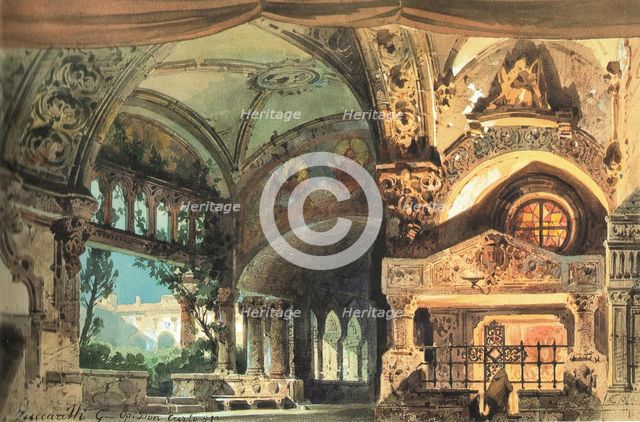 Set design for the Opera Don Carlos by Giuseppe Verdi. Milano, Teatro alla Scala, 1.10.1884, 1884.