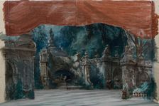 Set design for the Opera Don Carlos by Giuseppe Verdi. Paris, Théâtre de l'Opéra-Le Peletier, 11.03