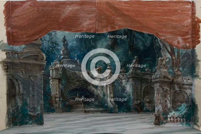Set design for the Opera Don Carlos by Giuseppe Verdi. Paris, Théâtre de l'Opéra-Le Peletier, 11.03.