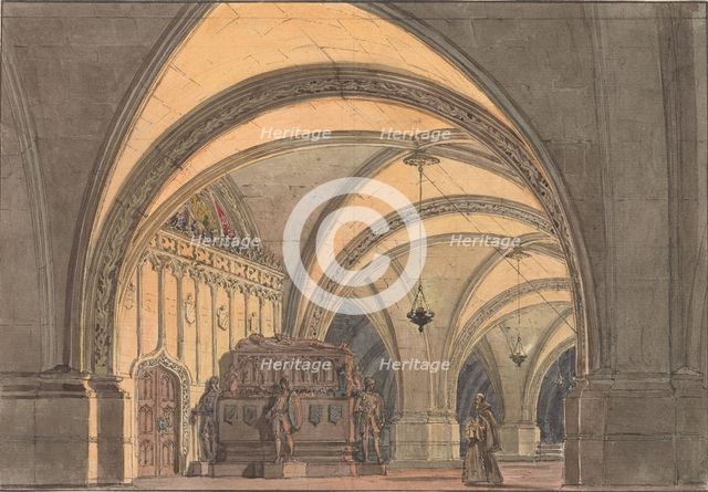 Set design for the Opera Ernani by Giuseppe Verdi, 1863.