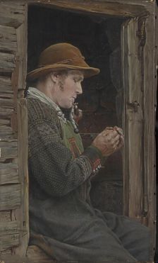 Setesdal Peasant with Pipe, 1900. Creator: Carl Fredrik Sundt-Hansen