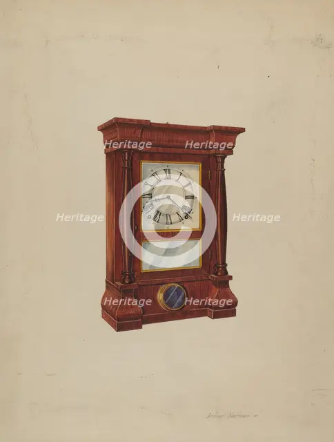 Seth Thomas Clock, c. 1937. Creator: Arthur Matthews.