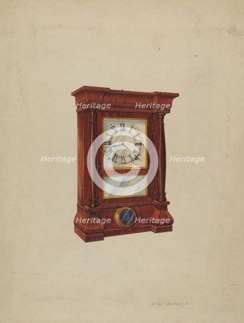 Seth Thomas Clock, c. 1937. Creator: Arthur Matthews.