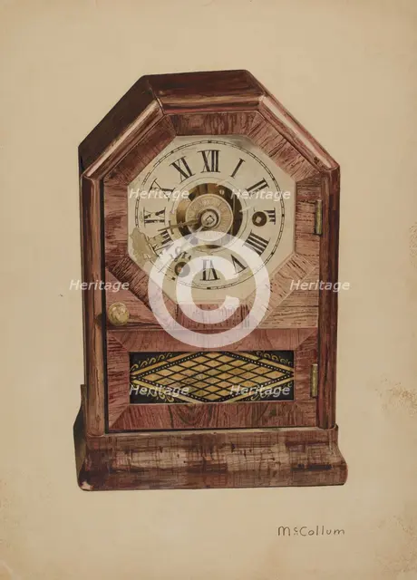 Seth Thomas Clock (?), c. 1940. Creator: J. Herman McCollum.