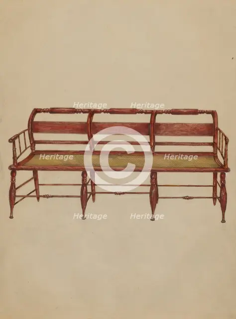 Settee or Hall Seat, c. 1936. Creator: Henry Meyers.
