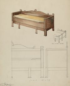 Settee and Folding Bed, 1935/1942. Creator: Kurt Melzer