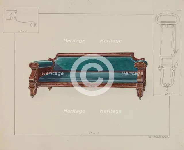 Settee, c. 1936. Creator: Alfred Walbeck.