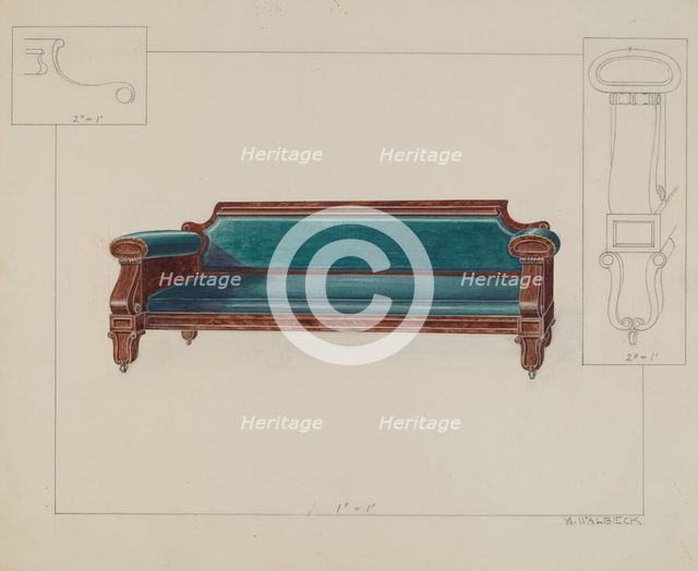 Settee, c. 1936. Creator: Alfred Walbeck.