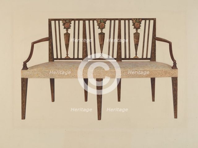 Settee--Sheraton Style, c. 1939. Creator: Charles Henning.