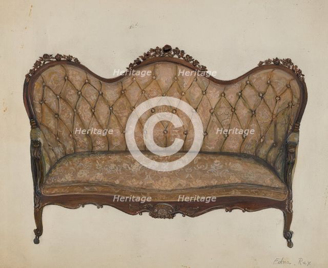 Settee-Sofa, c. 1937. Creator: Edna C. Rex.