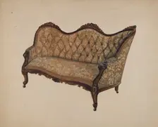 Settee - Sofa, c. 1937. Creator: Edna C. Rex