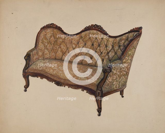 Settee - Sofa, c. 1937. Creator: Edna C. Rex.
