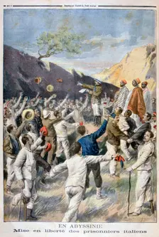 Setting free of the Italian prisoners, Abyssinia, 1896. Creator: F Meaulle