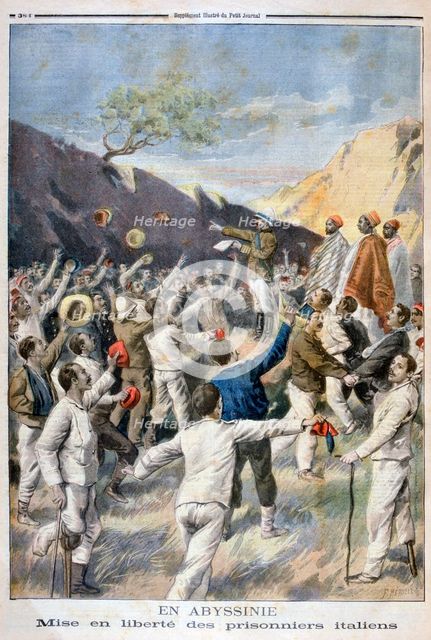 Setting free of the Italian prisoners, Abyssinia, 1896. Creator: F Meaulle.