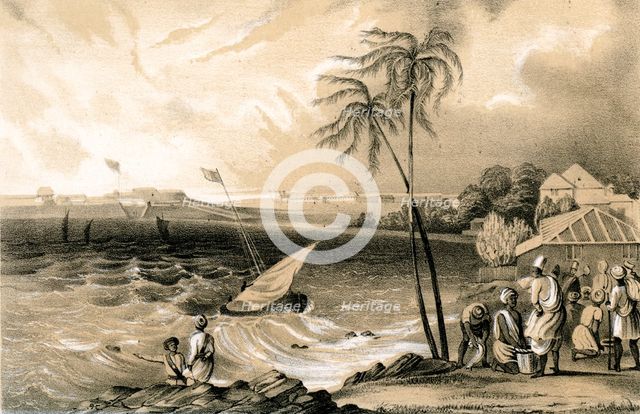 'Setting in of the monsoon, Cannanore Fort', 1847. Artist: Unknown