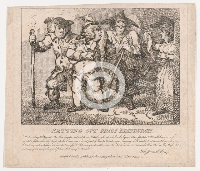 Setting out from Edinburgh (Picturesque Beauties of Boswell, Part the Second), May..., May 30, 1786. Creator: Thomas Rowlandson.