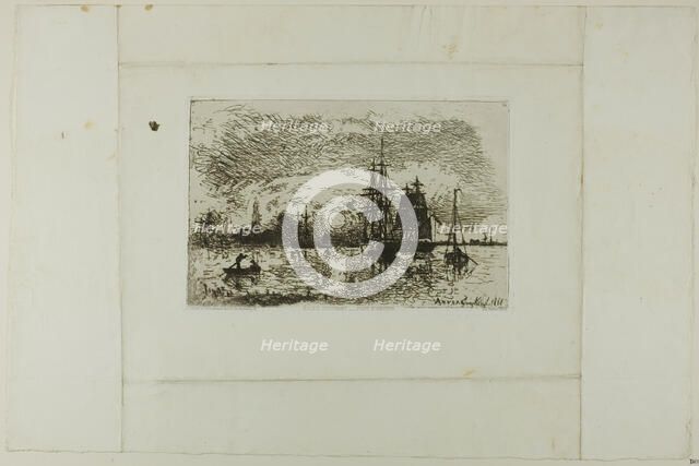 Setting Sun, Antwerp Harbor, 1868. Creator: Johan Barthold Jongkind.