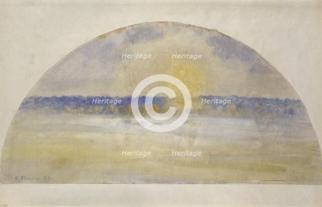 Setting sun and fog, Eragny, 1891. Artist: Camille Pissarro.