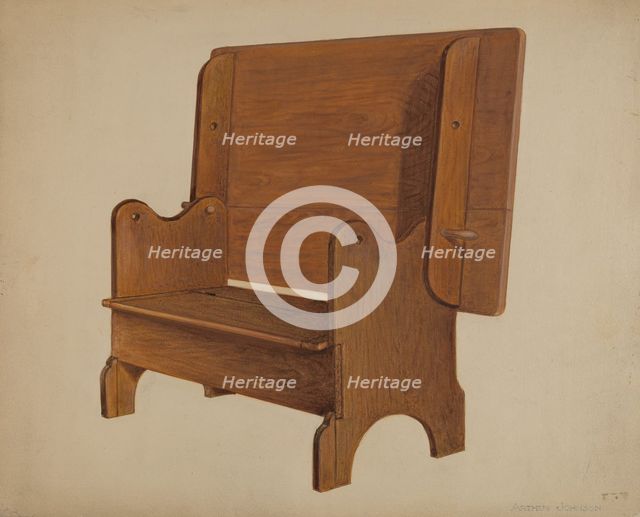 Settle-table, c. 1936. Creator: Arthur Johnson.
