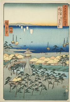 Settsu Province: Idemi Beach at Sumiyoshi (Settsu, Sumiyoshi Idemi no hama), from the seri..., 1853. Creator: Ando Hiroshige