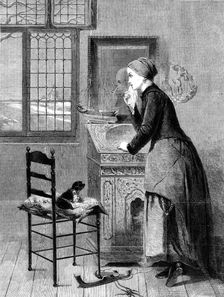 "Seule à La Maison," by C. Bisschop, in the Exhibition of French and Flemish Art, Pall-Mall, 1864. Creator: W Thomas
