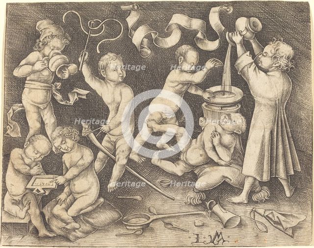 Seven Children at Play, c. 1490. Creator: Israhel van Meckenem.