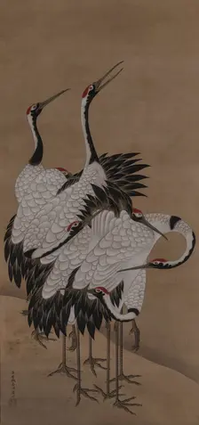 Seven cranes, 1775. Creator: Jakuchu; Ito (1716-1800)