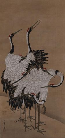Seven cranes, 1775. Creator: Jakuchu; Ito (1716-1800)