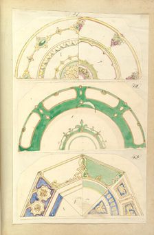Seven Designs for Decorated Plates, 1845-55. Creator: Alfred Crowquill