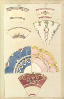 Seven Designs for Decorated Plates, 1845-55. Creator: Alfred Crowquill