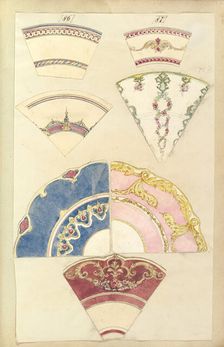 Seven Designs for Decorated Plates, 1845-55. Creator: Alfred Crowquill