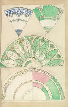 Seven Designs for Decorated Plates, 1845-55. Creator: Alfred Crowquill