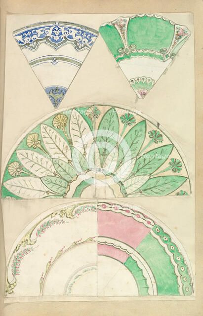 Seven Designs for Decorated Plates, 1845-55. Creator: Alfred Crowquill.