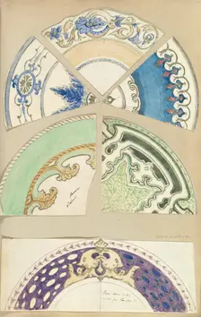 Seven Designs for Decorated Plates, 1845-55. Creator: Alfred Crowquill