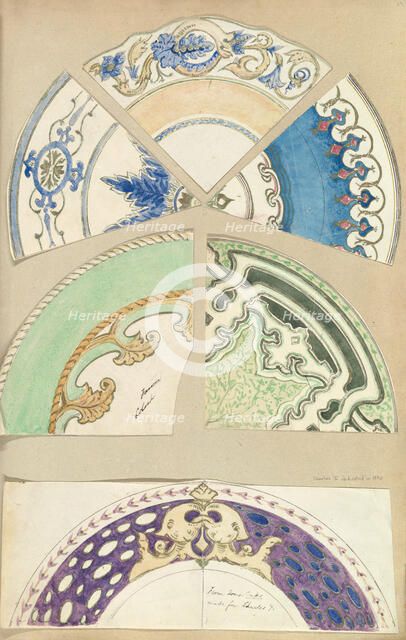 Seven Designs for Decorated Plates, 1845-55. Creator: Alfred Crowquill.