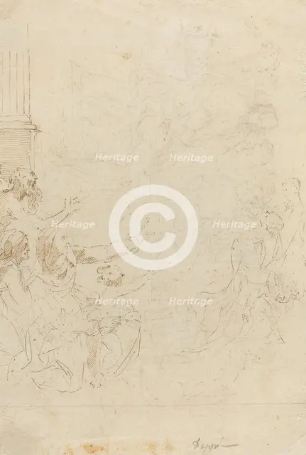 Seven Figures Witnessing an Ascension [verso]. Creator: Donato Creti.