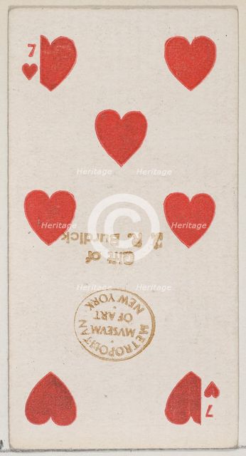 Seven Hearts (red), from the Playing Cards series (N84) for Duke brand cigarettes, 1888., 1888. Creator: Unknown.