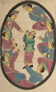 Seven Heroes or Warriors Killing Abhimanya, Son of Arjuna, 1800s. Creator: Unknown