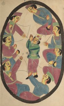 Seven Heroes or Warriors Killing Abhimanya, Son of Arjuna, 1800s. Creator: Unknown
