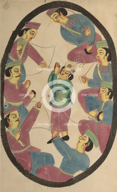 Seven Heroes or Warriors Killing Abhimanya, Son of Arjuna, 1800s. Creator: Unknown.