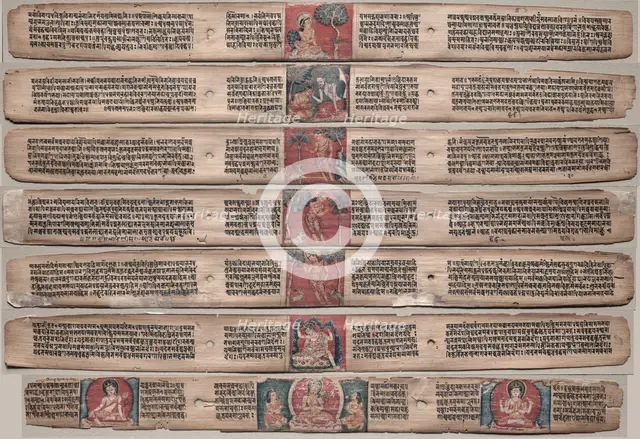 Seven Leaves from a Manuscript of the Gandavyuha-sutra..., 1000s-1100s. Creator: Unknown.