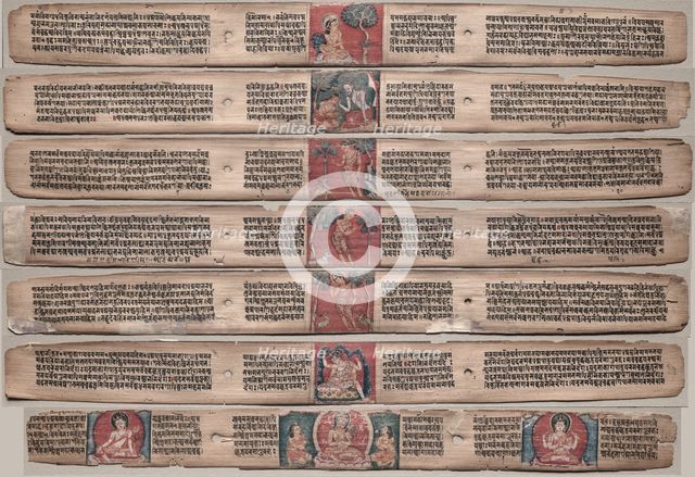 Seven Leaves from a Manuscript of the Gandavyuha-sutra..., 1000s-1100s. Creator: Unknown.