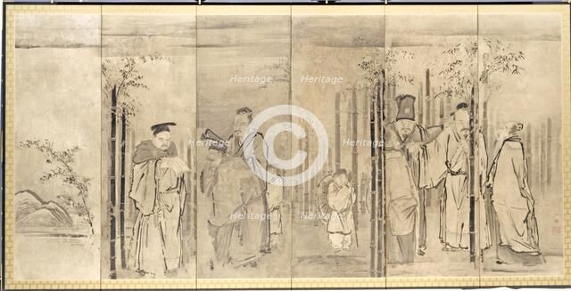 Seven Sages of the Bamboo Grove, 1600s. Creator: Kano Tan?y? (Japanese, 1602-1674).