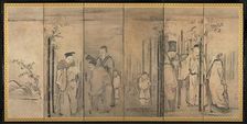 Seven Sages of the Bamboo Grove; Four Elders of Mt. Shang, 1600s. Creator: Kano Tan?y? (Japanese, 1602-1674)