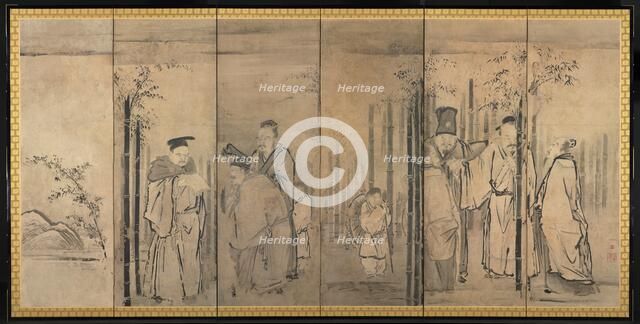 Seven Sages of the Bamboo Grove; Four Elders of Mt. Shang, 1600s. Creator: Kano Tan?y? (Japanese, 1602-1674).