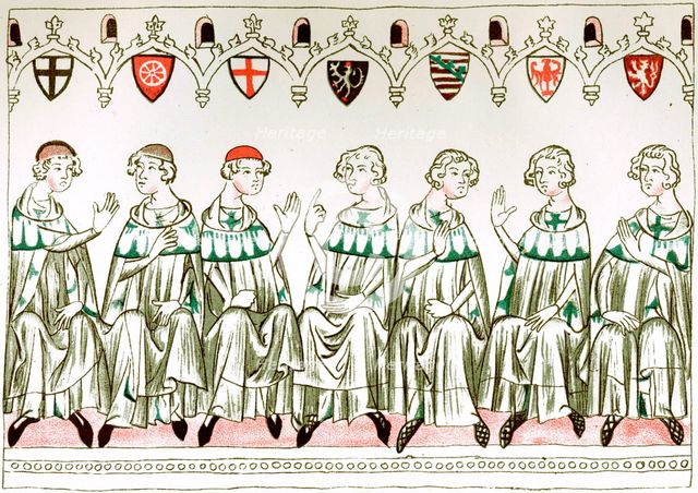 Seven Prince Electors voting for Henry VII, Holy Roman Emperor, 1341.