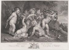Seven putti carrying a garland of fruit, ca. 1780-87. Creator: Heinrich Schmitz