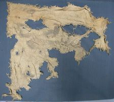 Seven textile fragments for the Salado Culture cache of Ritual Figures, Southwest, c.1150. Creator: Unknown