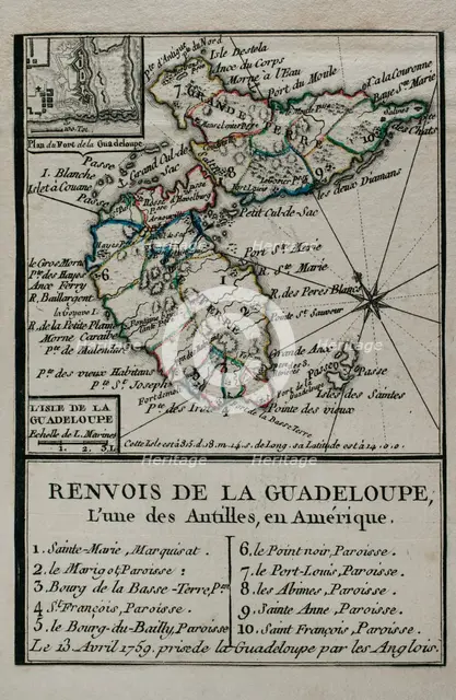 Seven Years War (1756-1763): Taking of the island of Guadeloupe by the British on April 13, 1759. Creator: Jean de Beaurain.
