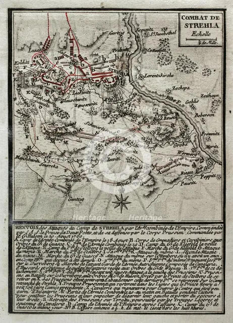 Seven Years War (1756-1763): Third Silesian War - Battle of Strehla (August 20, 1760), 1765. Creator: Jean de Beaurain.